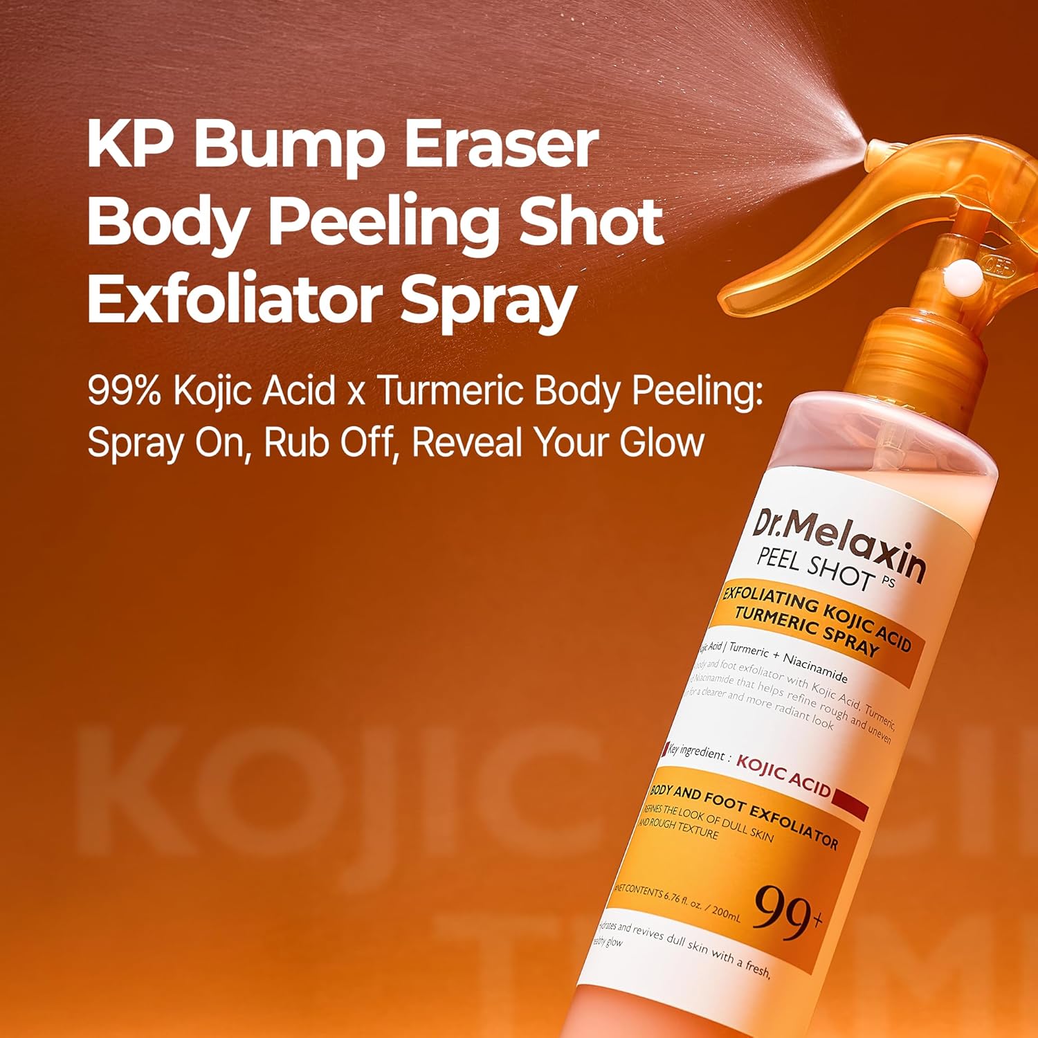 Viral Dr.Melaxin Body Peel Shot Spray Face Peeling Kojic Acid Turmeric Spray